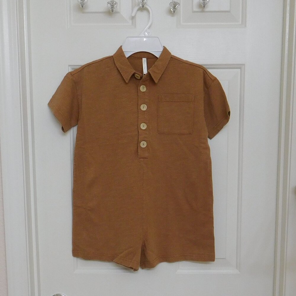 NWT Rylee + Cru Brown Button Front Shorts Romper sz 6-7